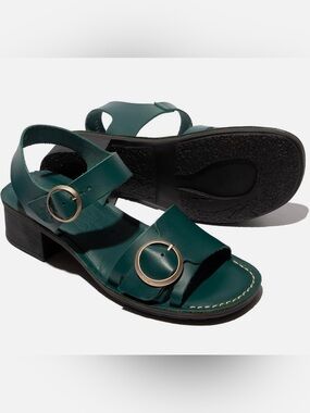 NWT Fly London Ankle Strap Sandles. Dark Moss Green. Size 37.
